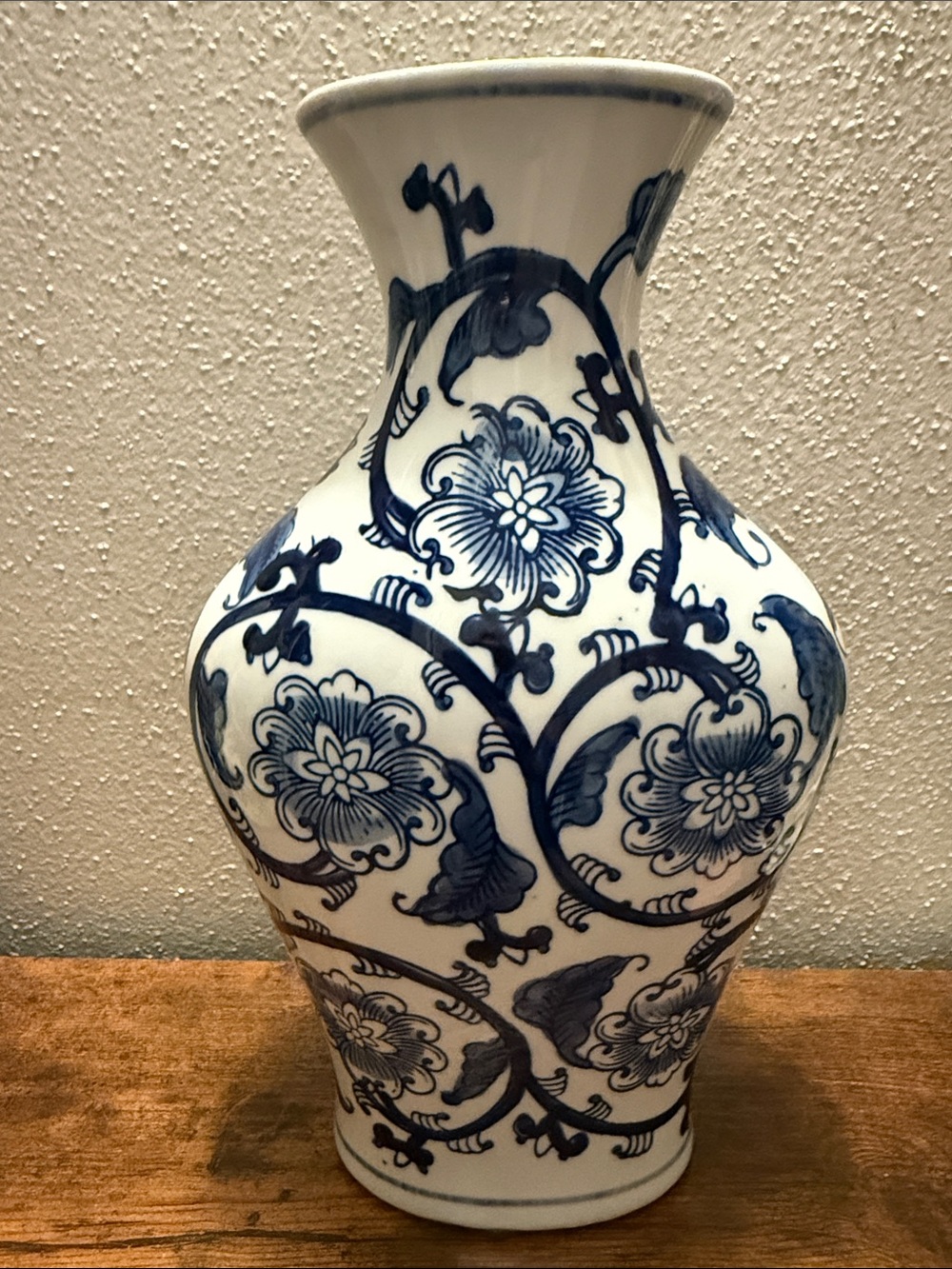 Blue and White Floral Ceramic Vase Approx 11” - Picture 5 of 16